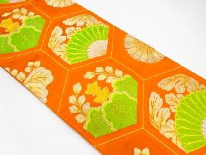 アンティーク　亀甲に桐・菊模様織り出し袋帯（着用可）